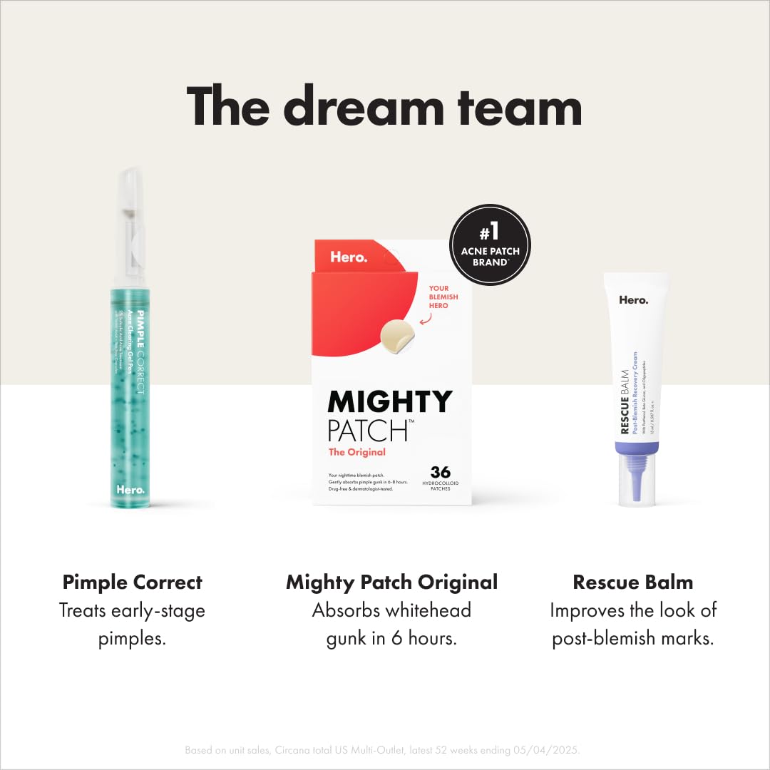 Mighty Patch™ Original patch from Hero Cosmetics – The #1 Hydrocolloid Acne Pimple Patch for Shrinking Zits and Whiteheads in 1 use; Nighttime Spot Stickers for Face and Skin (75 Count)