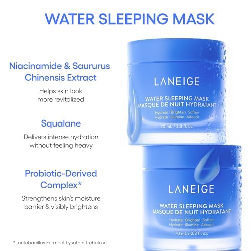 LANEIGE Good Night Bundle: Lip Sleeping Mask & Water Sleeping Mask Bundle with Vitamin C, Murumuru Seed & Shea Butter & Squalane to Hydrate, Nourish & Visibly Smooth