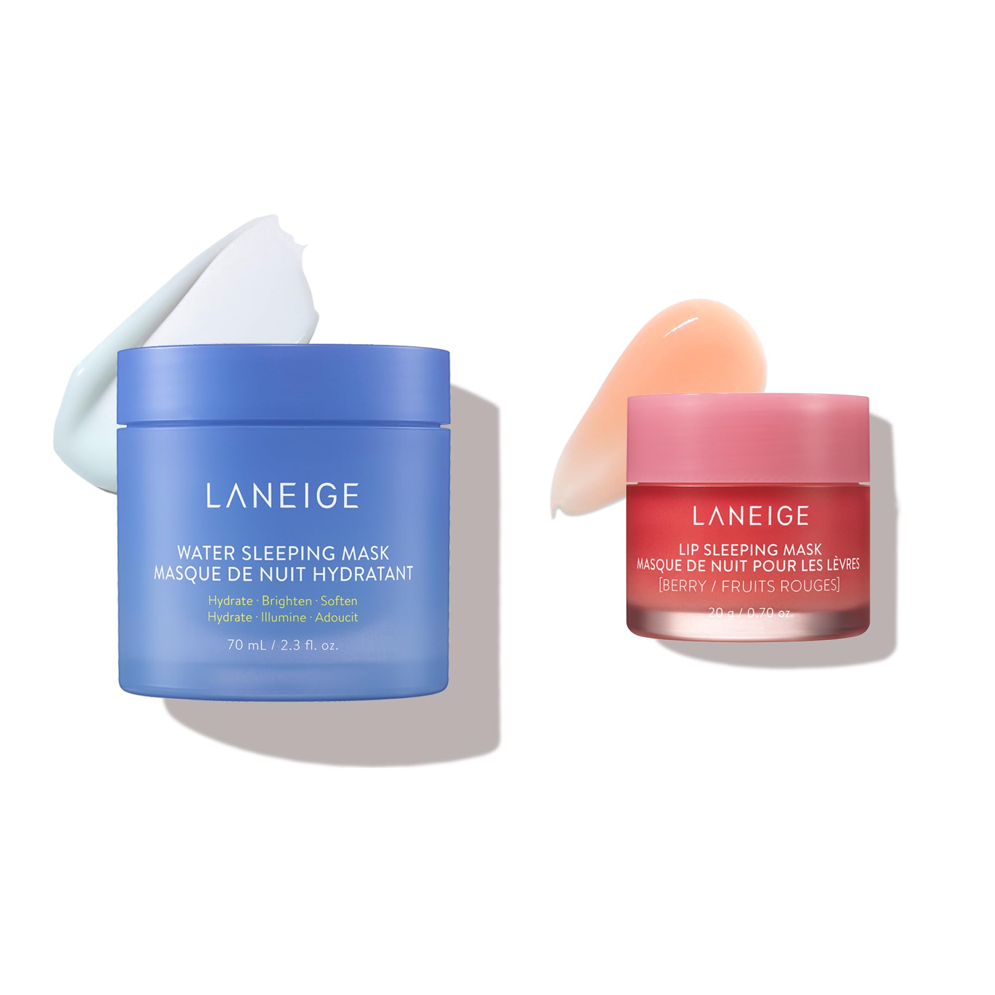 LANEIGE Good Night Bundle: Lip Sleeping Mask & Water Sleeping Mask Bundle with Vitamin C, Murumuru Seed & Shea Butter & Squalane to Hydrate, Nourish & Visibly Smooth