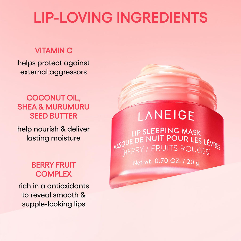 LANEIGE Good Night Bundle: Lip Sleeping Mask & Water Sleeping Mask Bundle with Vitamin C, Murumuru Seed & Shea Butter & Squalane to Hydrate, Nourish & Visibly Smooth
