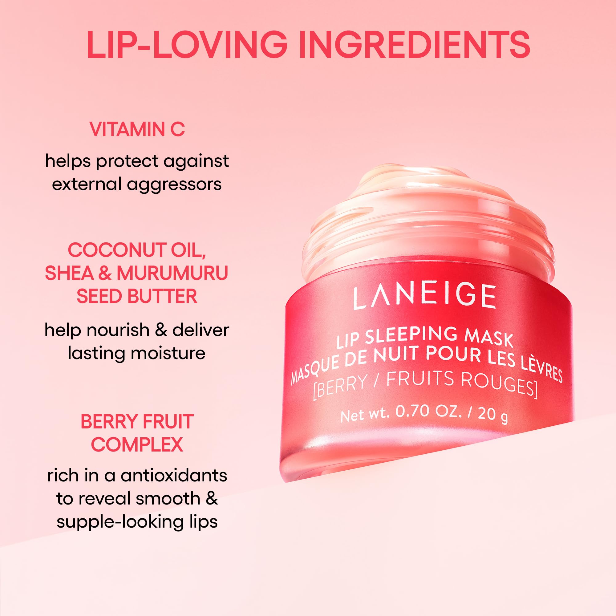LANEIGE Good Night Bundle: Lip Sleeping Mask & Water Sleeping Mask Bundle with Vitamin C, Murumuru Seed & Shea Butter & Squalane to Hydrate, Nourish & Visibly Smooth