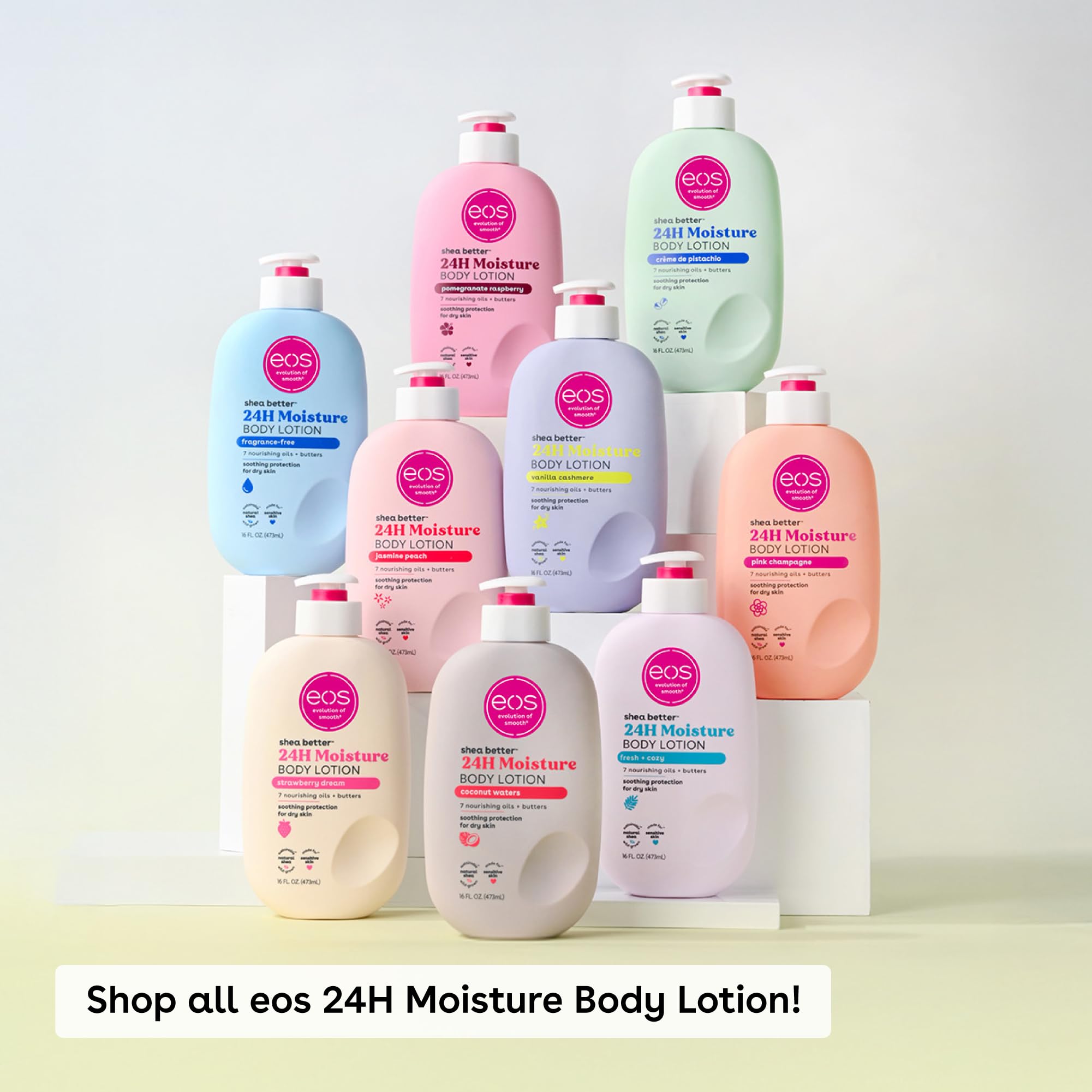 eos Shea Better Body Lotion, Fresh & Cozy, 24-Hour Moisture Skin Care, Lightweight & Non-Greasy, Natural Shea, Vegan, 16 fl oz
