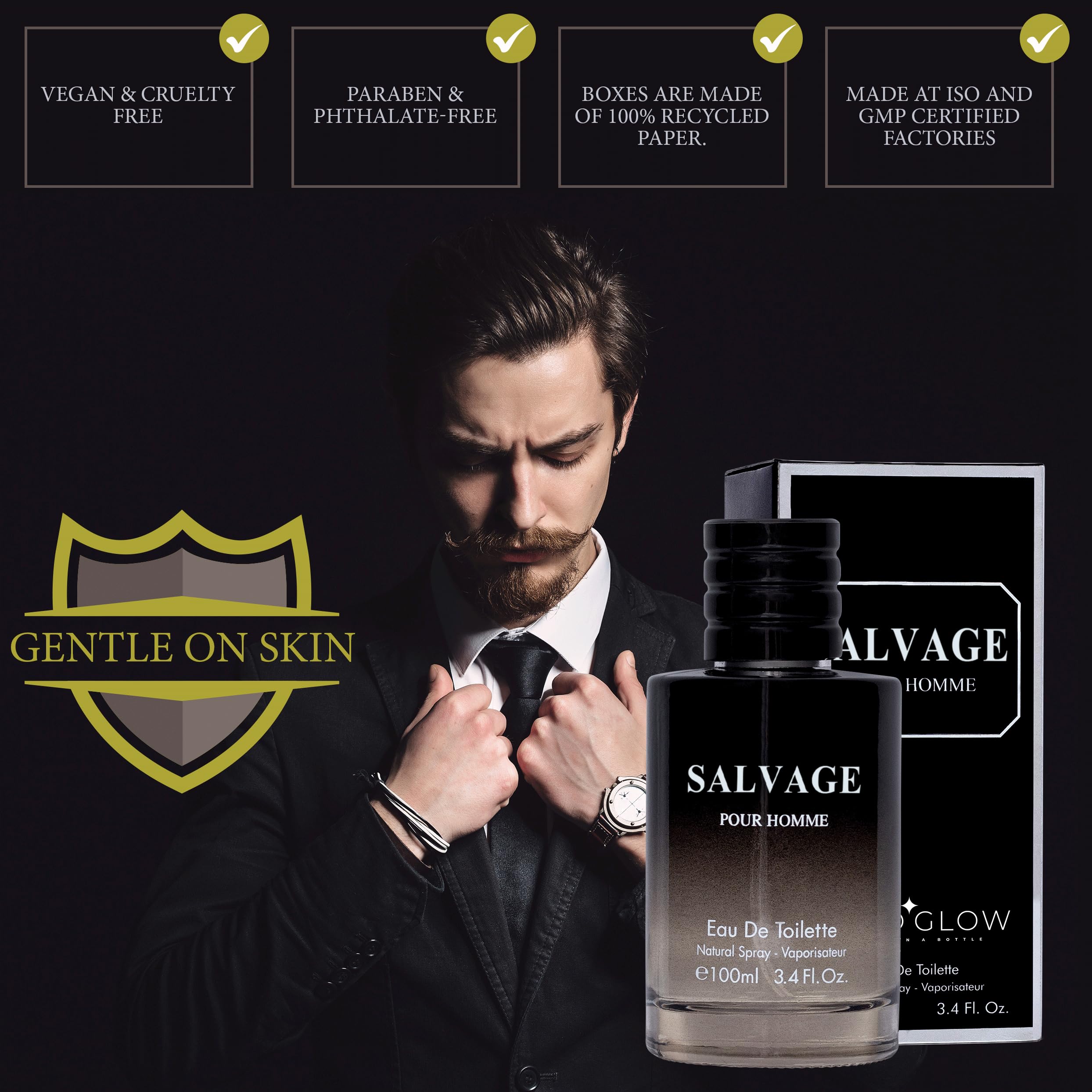 Salvage for Men 3.4 Oz Men's Eau De Toilette Spray Refreshing & Warm Masculine Scent for Daily Use Men's Casual Cologne Great Holiday Gift Smell Fresh All Day A Gift for Any Occasion
